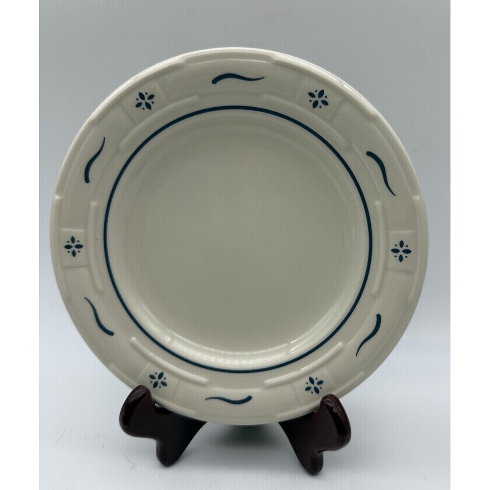 4 Longaberger Woven Traditions Pottery Classic Blue Salad Plates 7 3/8"